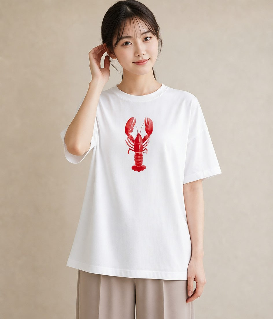 Tシャツ レディース ヤドカリ 海の生き物 海 イラスト きれいめ 20代 カジュアルコーデ 白T