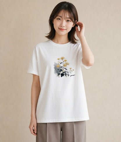 Tシャツ レディース たんぽぽ 花 花柄 イラスト 北欧風 ギフト 母の日 白T