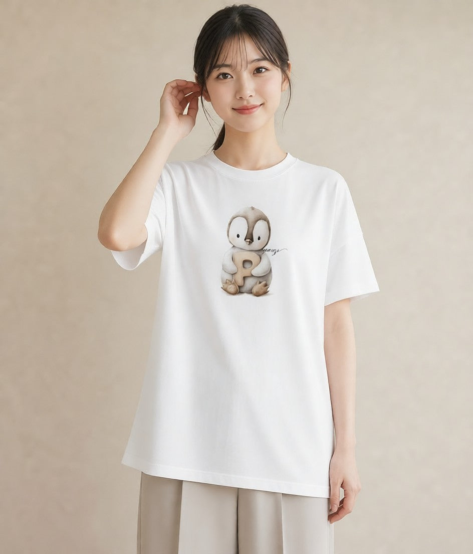 プリントTシャツ レディース ペンギン ぺんぎん 動物 アニマル イラスト シック 敬老の日 ホワイトデー 白T