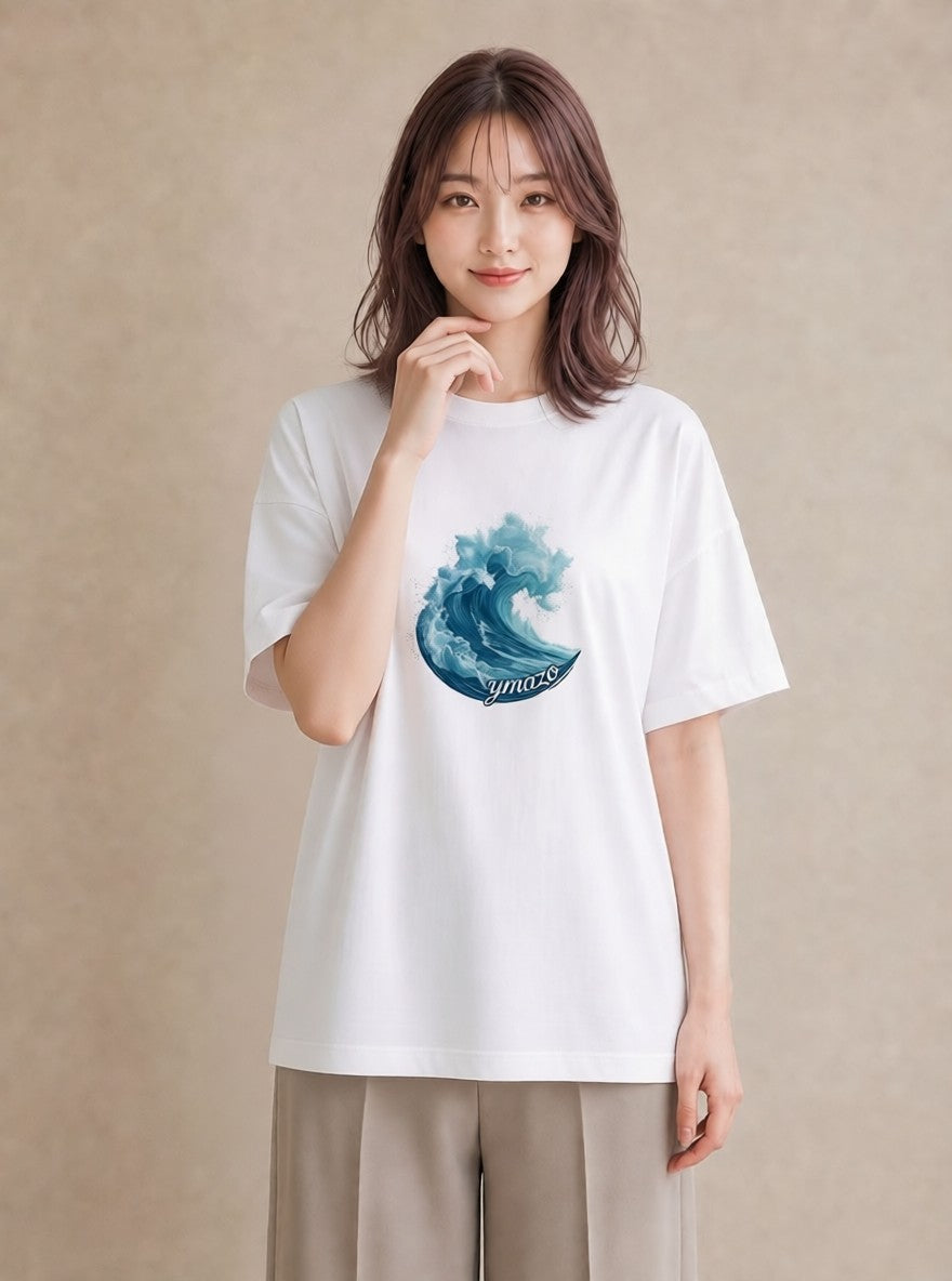 Tシャツ レディース 海 星空 宇宙 イラスト 線画 ラフ レイヤード 白T