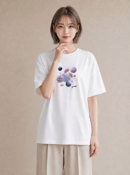 プリントTシャツ レディース 獅子座 星空 宇宙 イラスト ユニーク 姉妹 送別ギフト 白T