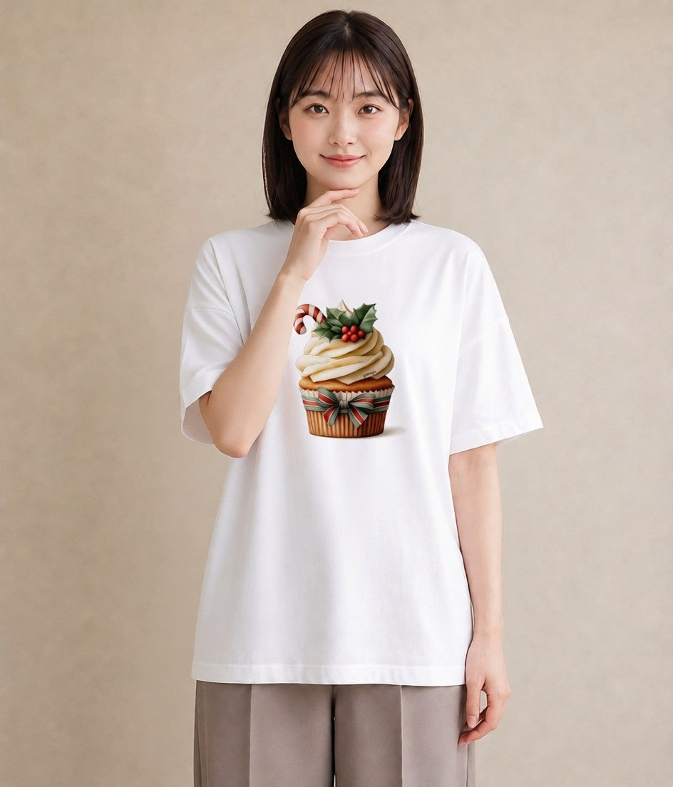 プリントTシャツ レディース マフィン 食べ物 フード イラスト モード レイヤード 友達ギフト 白T