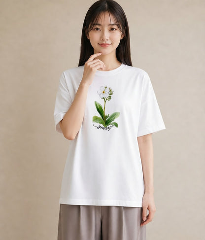 プリントTシャツ レディース 金木犀 花 花柄 イラスト シック 母の日 ビーチ 白T