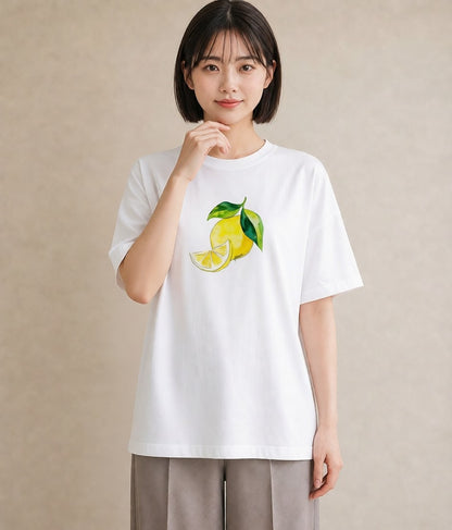 プリントTシャツ レディース パイナップル 食べ物 フード イラスト 休日コーデ ママ カフェ服 白T