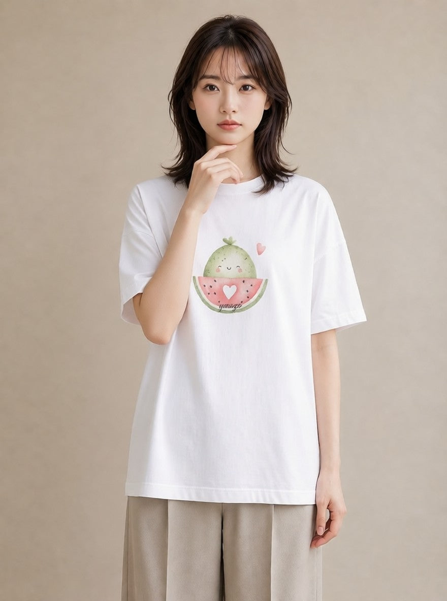プリントTシャツ レディース すいか 食べ物 フード イラスト きれいめ 女性向けギフト 散歩 白T
