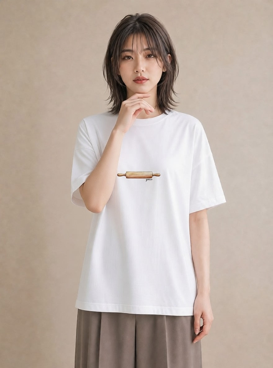 デザインTシャツ レディース パン 食べ物 フード イラスト 春服 ミセス 白T
