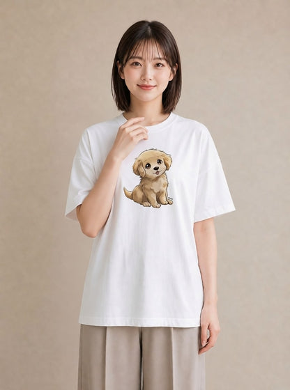 デザインTシャツ レディース 犬 いぬ イラスト カジュアル お出かけ 普段着 白T