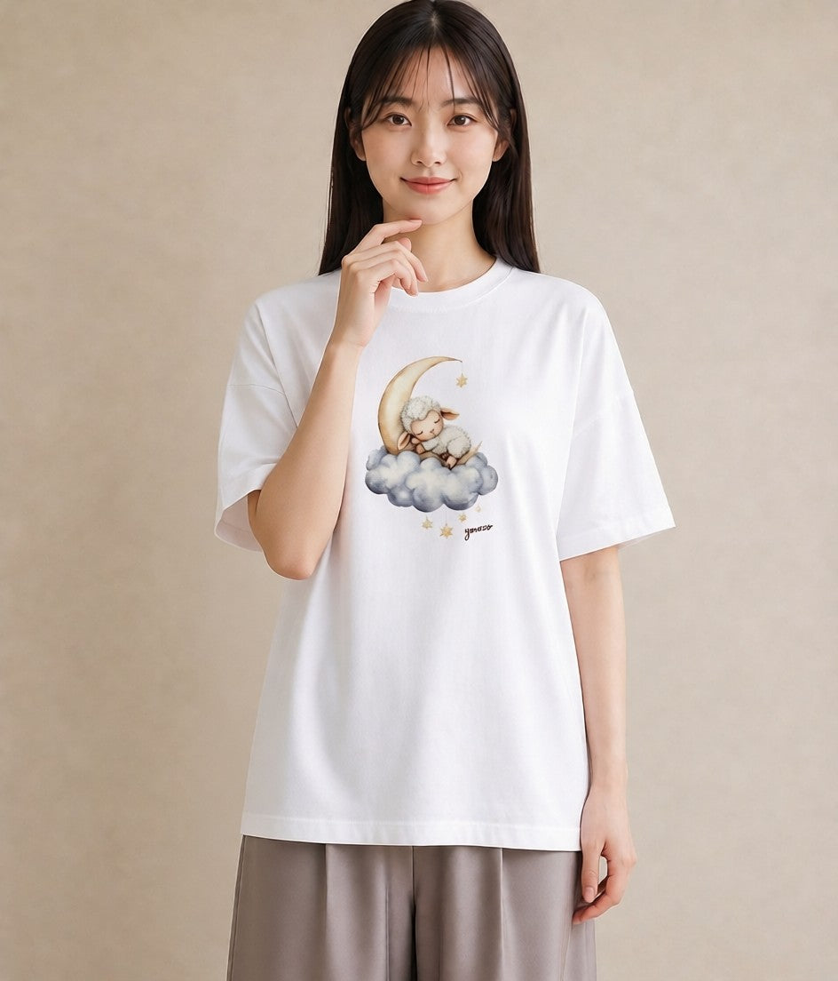 プリントTシャツ レディース ひつじ 動物 アニマル イラスト こなれ感 レイヤード 友達ギフト 白T