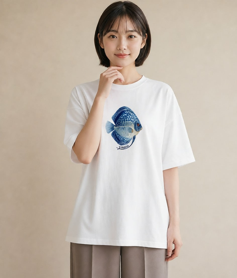 Tシャツ レディース ベタ ペット 動物 イラスト ラフカジュアル 夏コーデ 通学 白T