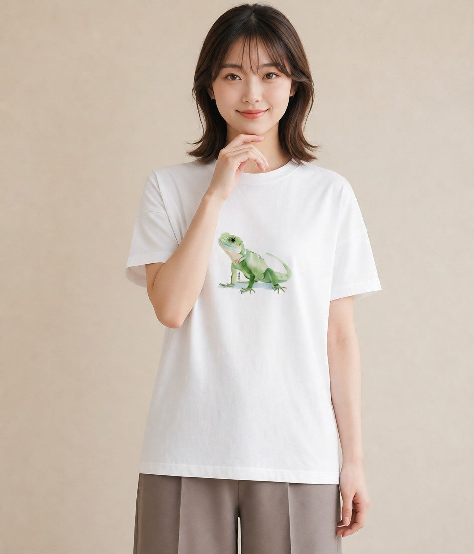 Tシャツ レディース アマガエル ペット 動物 イラスト ボタニカル 母娘コーデ 自分用 白T