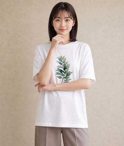 プリントTシャツ レディース つる 植物 ボタニカル イラスト フェミニン ギフト 母の日 白T
