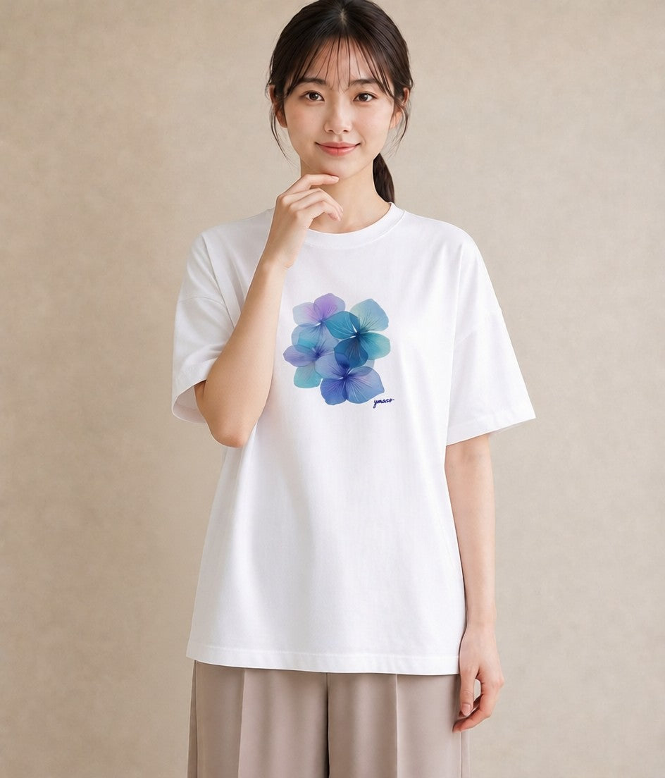 デザインTシャツ レディース あさがお 朝顔 花 花柄 イラスト 北欧風 女性向けギフト 散歩 白T