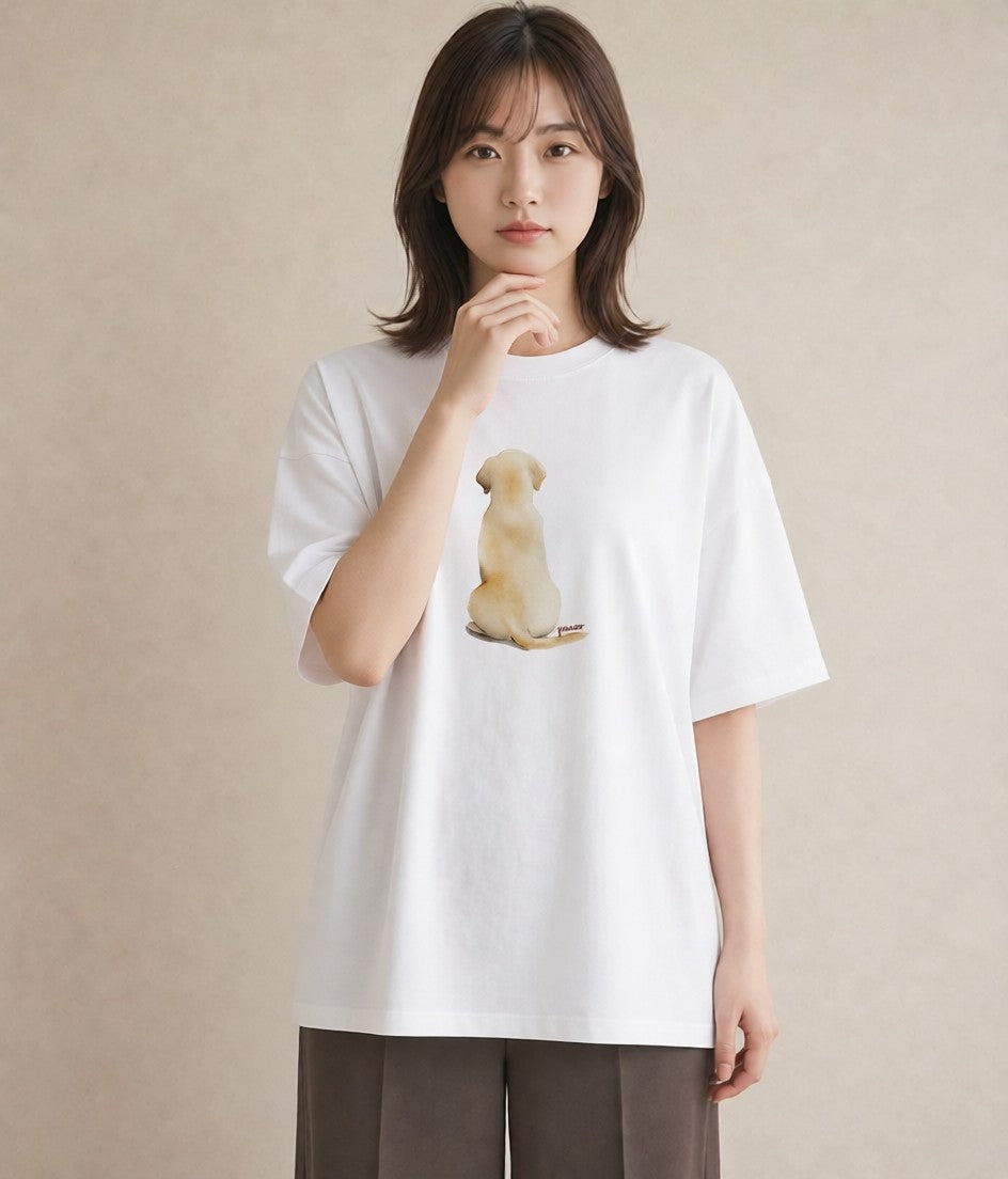 Tシャツ レディース ミックス犬 犬 いぬ イラスト ヴィンテージ風 旅行用 海 白T