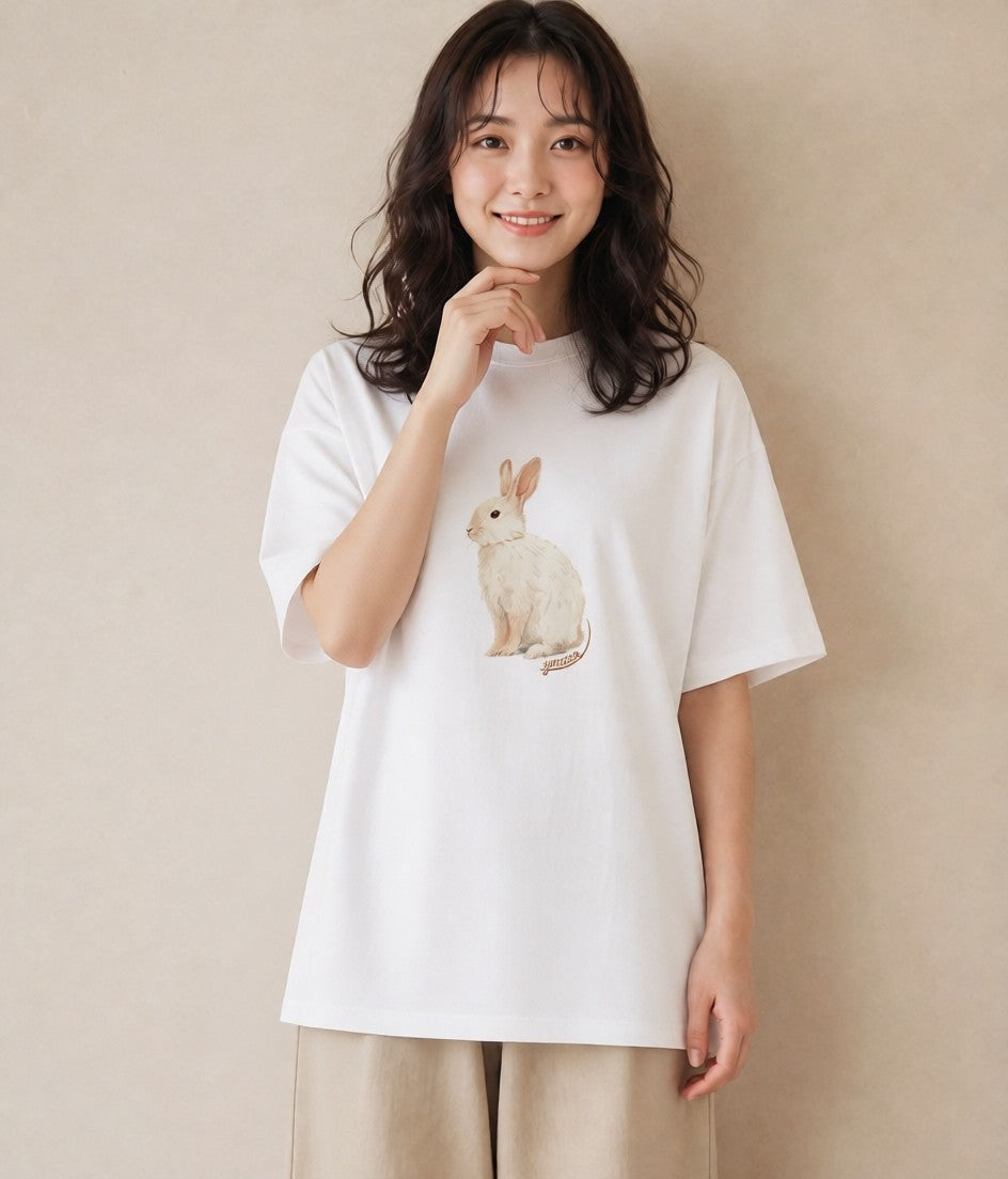 プリントTシャツ レディース チンチラ ペット 動物 イラスト 休日 ペアコーデ 白T