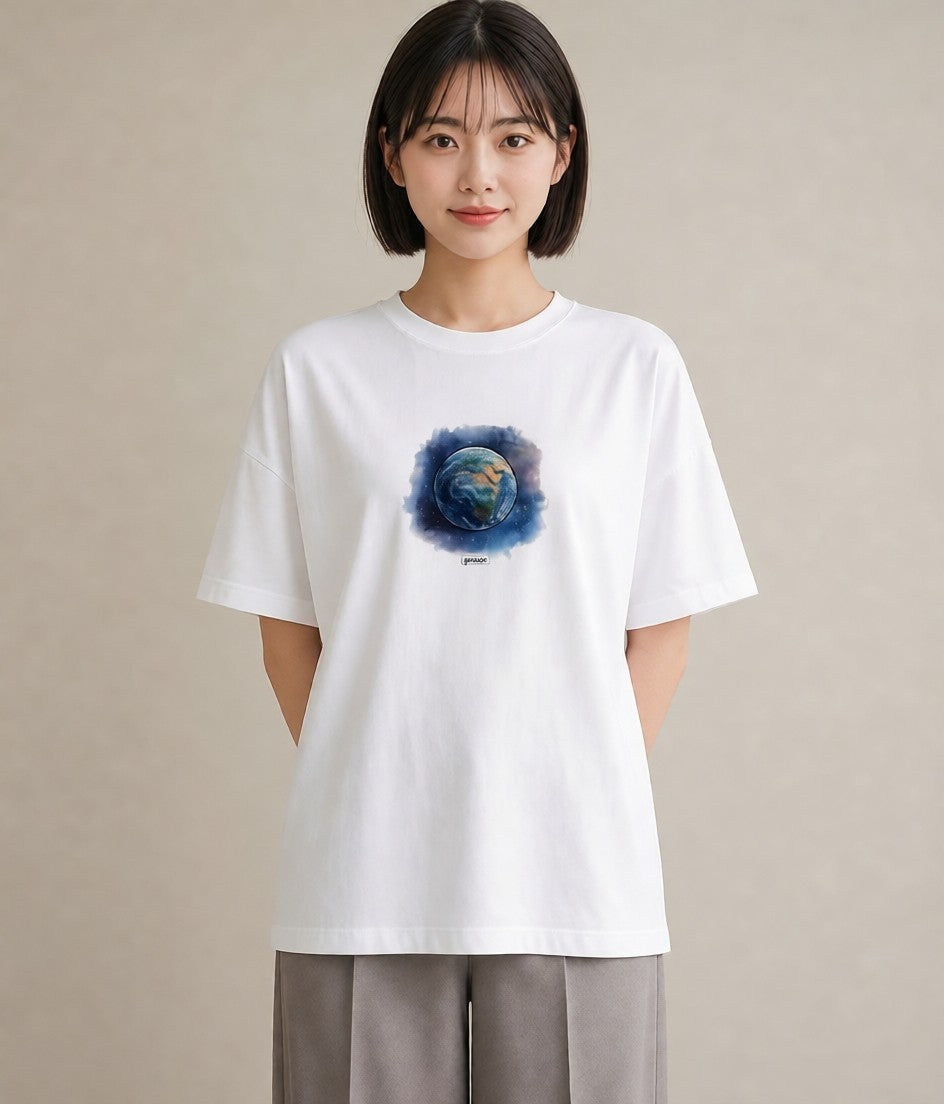 Tシャツ レディース 宇宙 星空 イラスト ユニーク レイヤード 友達ギフト 白T