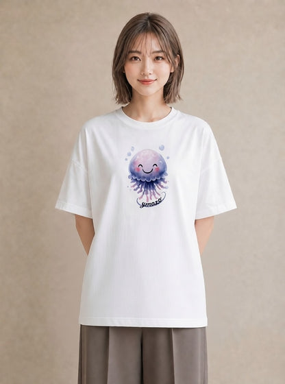 プリントTシャツ レディース くらげ クラゲ 海の生き物 海 イラスト ミニマル 夏コーデ 通学 白T