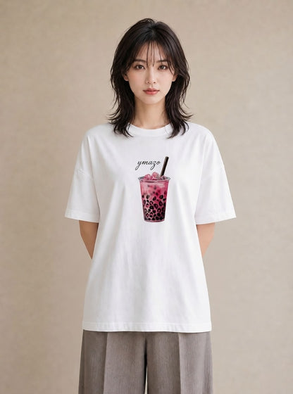 半袖Tシャツ レディース パフェ 食べ物 フード イラスト 淡色 女性向けギフト 散歩 白T