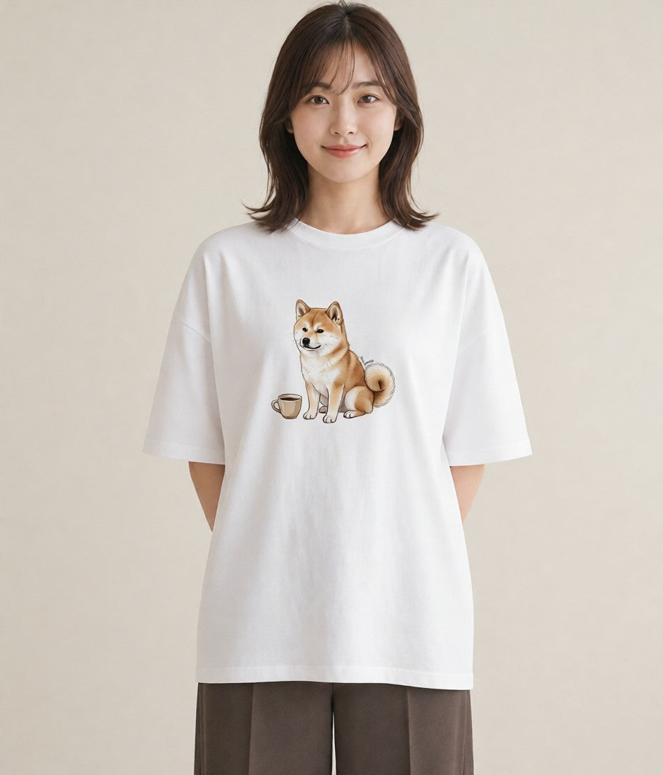 プリントTシャツ レディース 秋田犬 犬 いぬ イラスト 北欧風 おしゃれギフト 社会人 白T