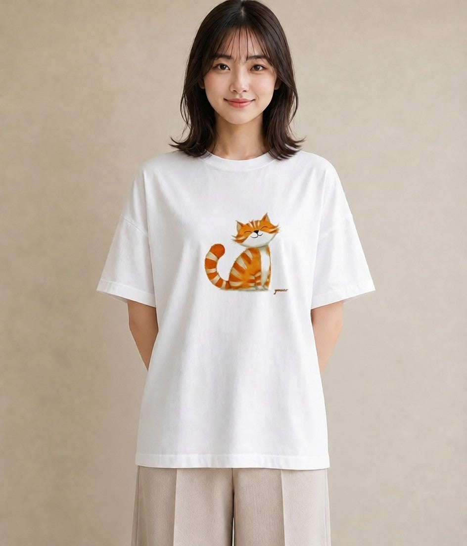 グラフィックTシャツ レディース キジトラ 猫 ねこ イラスト 韓国風 敬老の日 ホワイトデー 白T