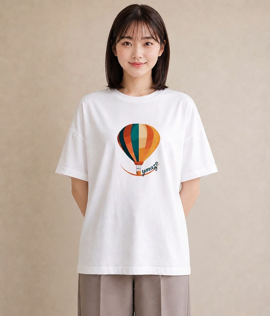 グラフィックTシャツ レディース 気球 星空 宇宙 イラスト 旅行コーデ 部屋着 女性向けギフト 白T