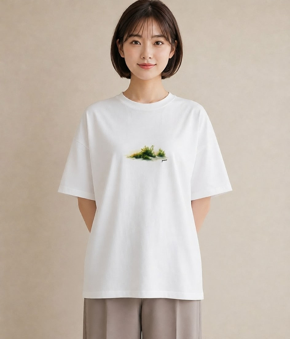 半袖Tシャツ レディース 雨上がりの小道 雨上がり 小道 ナチュラル アンティーク イラスト 可愛い 姉妹 送別ギフト 白T