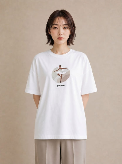 Tシャツ レディース バレエシューズ バレエ トウシューズ ナチュラル アンティーク イラスト レトロ 旅行 母娘コーデ 白T