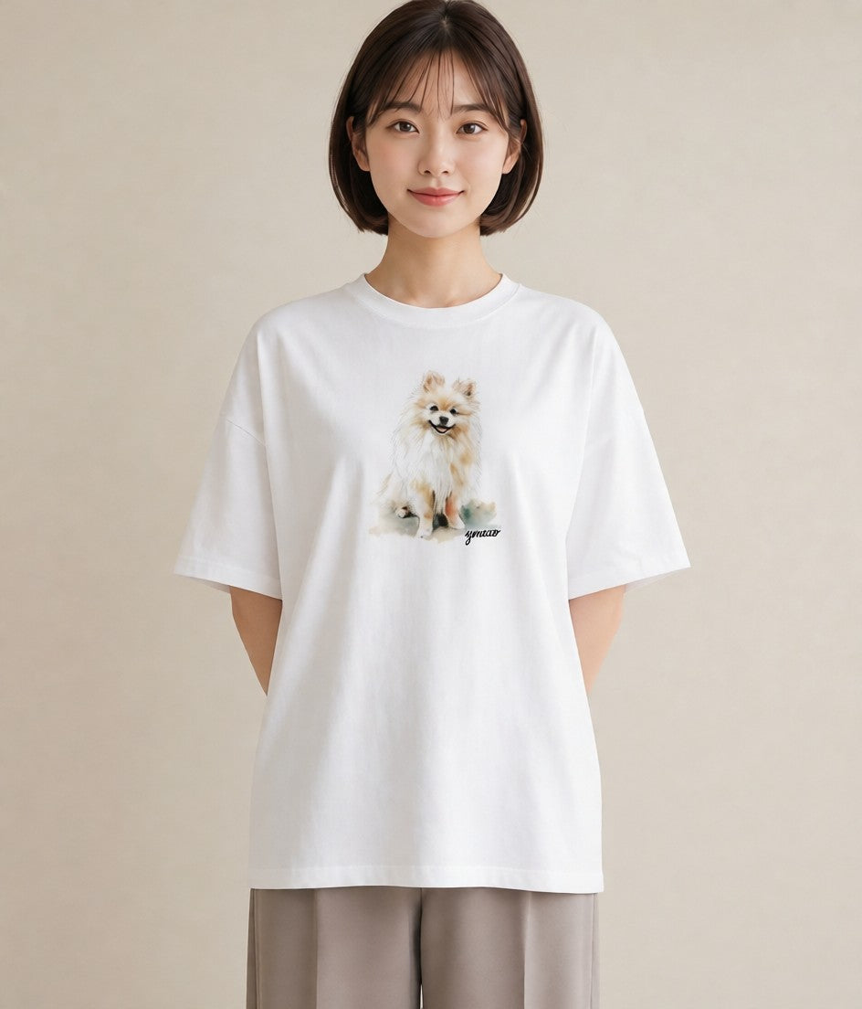 グラフィックTシャツ レディース わんちゃん 犬 いぬ イラスト 抜け感 通学 誕生日プレゼント 白T