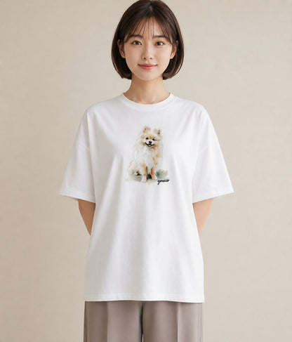 グラフィックTシャツ レディース わんちゃん 犬 いぬ イラスト 抜け感 通学 誕生日プレゼント 白T