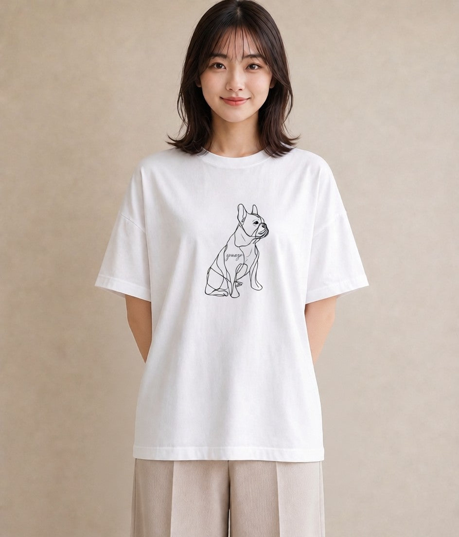 半袖Tシャツ レディース 犬 いぬ わんこ イラスト フェミニン 姉妹 送別ギフト 白T