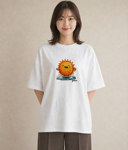 プリントTシャツ レディース 太陽 星空 宇宙 イラスト 水彩風 旅行 母娘コーデ 白T