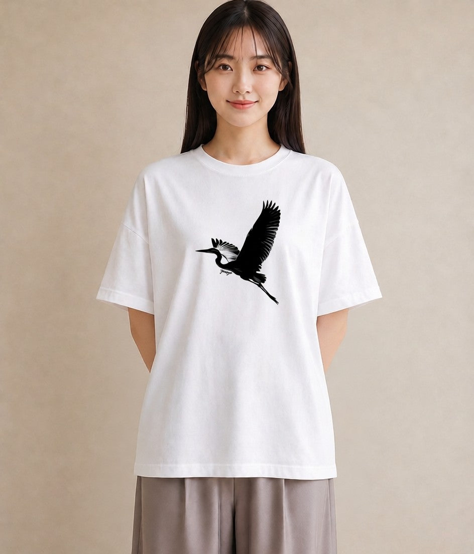 グラフィックTシャツ レディース 折り鶴 折り紙 ナチュラル アンティーク イラスト ラフカジュアル 秋コーデ おしゃれギフト 白T