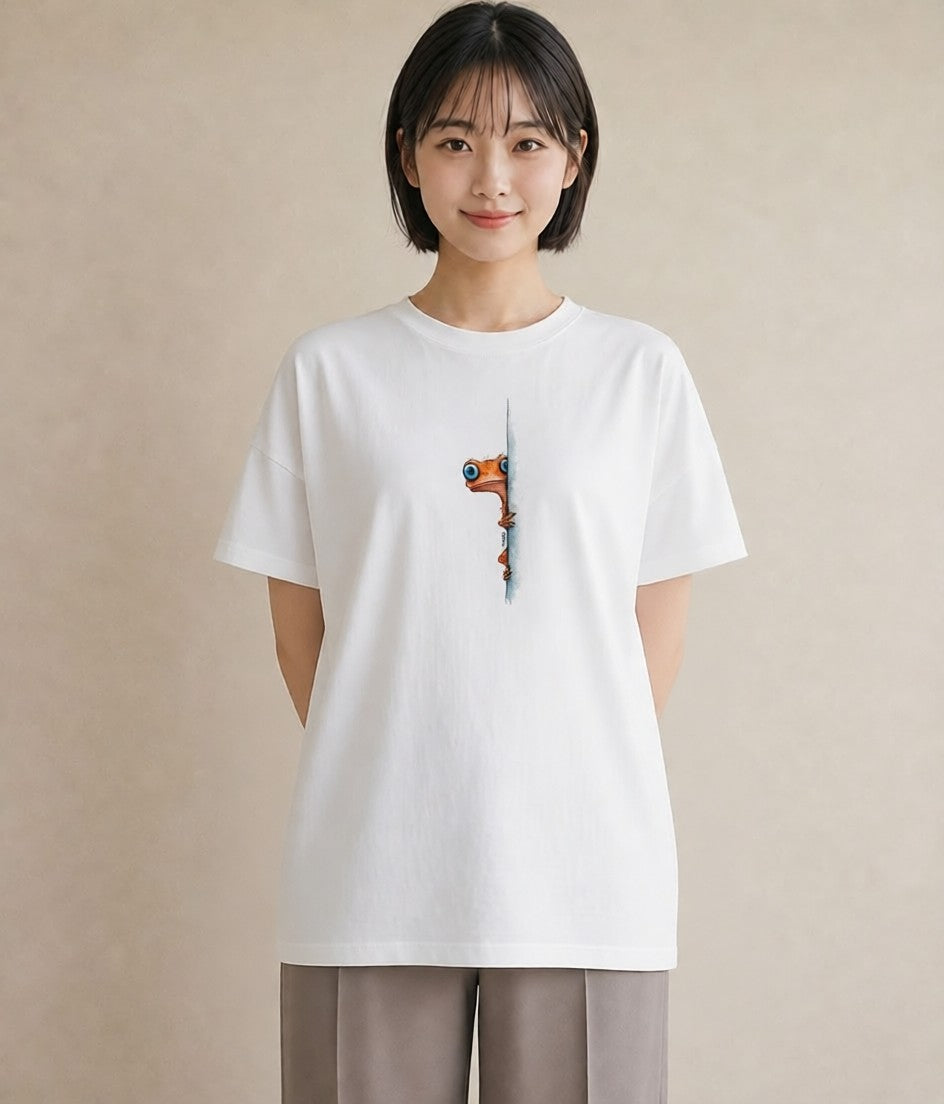 半袖Tシャツ レディース カエル ペット 動物 イラスト 水彩風 友達ギフト 部屋着 白T