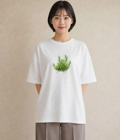 プリントTシャツ レディース ハーブ 植物 ボタニカル イラスト ゆるかわ ペアコーデ 秋コーデ 白T