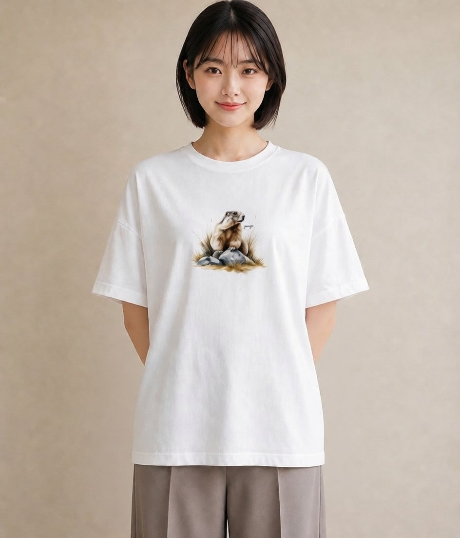 デザインTシャツ レディース デグー ペット 動物 イラスト こなれ感 通勤 在宅 白T