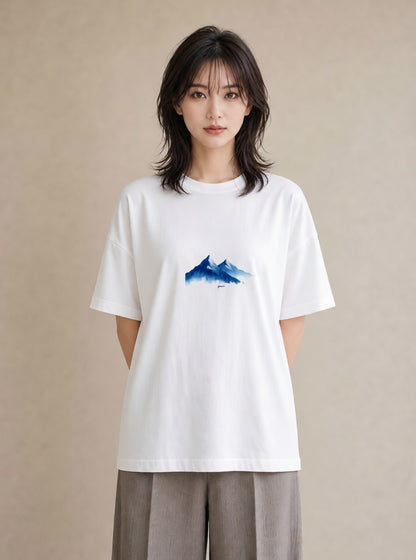 デザインTシャツ レディース 山 星空 宇宙 イラスト フェミニン 旅行 母娘コーデ 白T