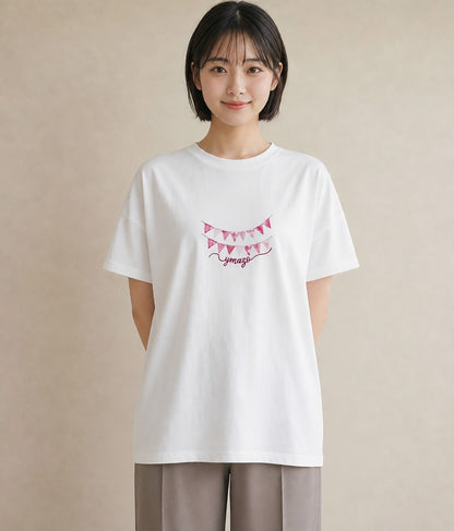Tシャツ レディース 洗濯物 風 ナチュラル アンティーク イラスト ユニーク 女子会 お揃い 白T