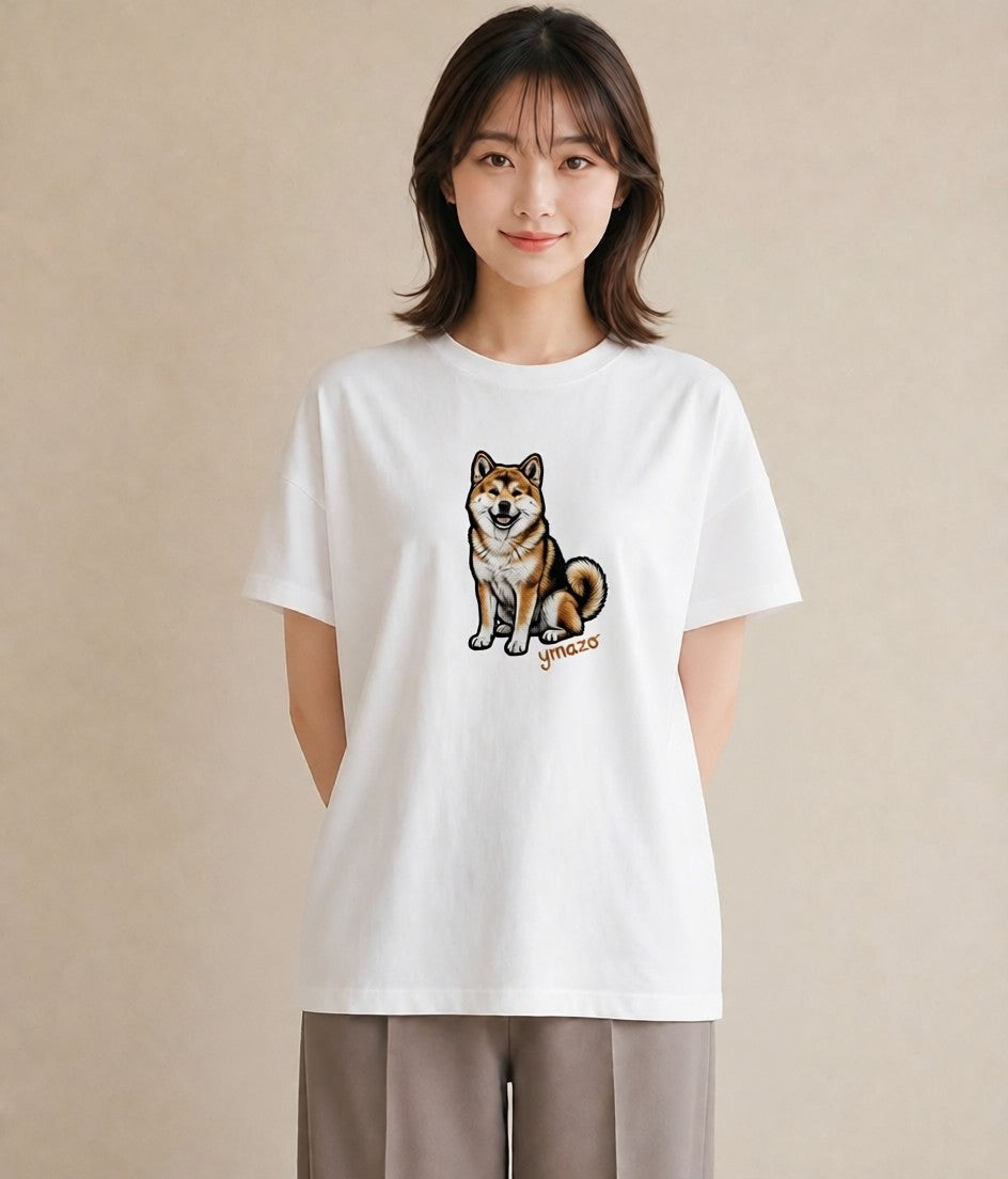 半袖Tシャツ レディース 秋田犬 犬 いぬ イラスト 個性的 女性向けギフト 散歩 白T