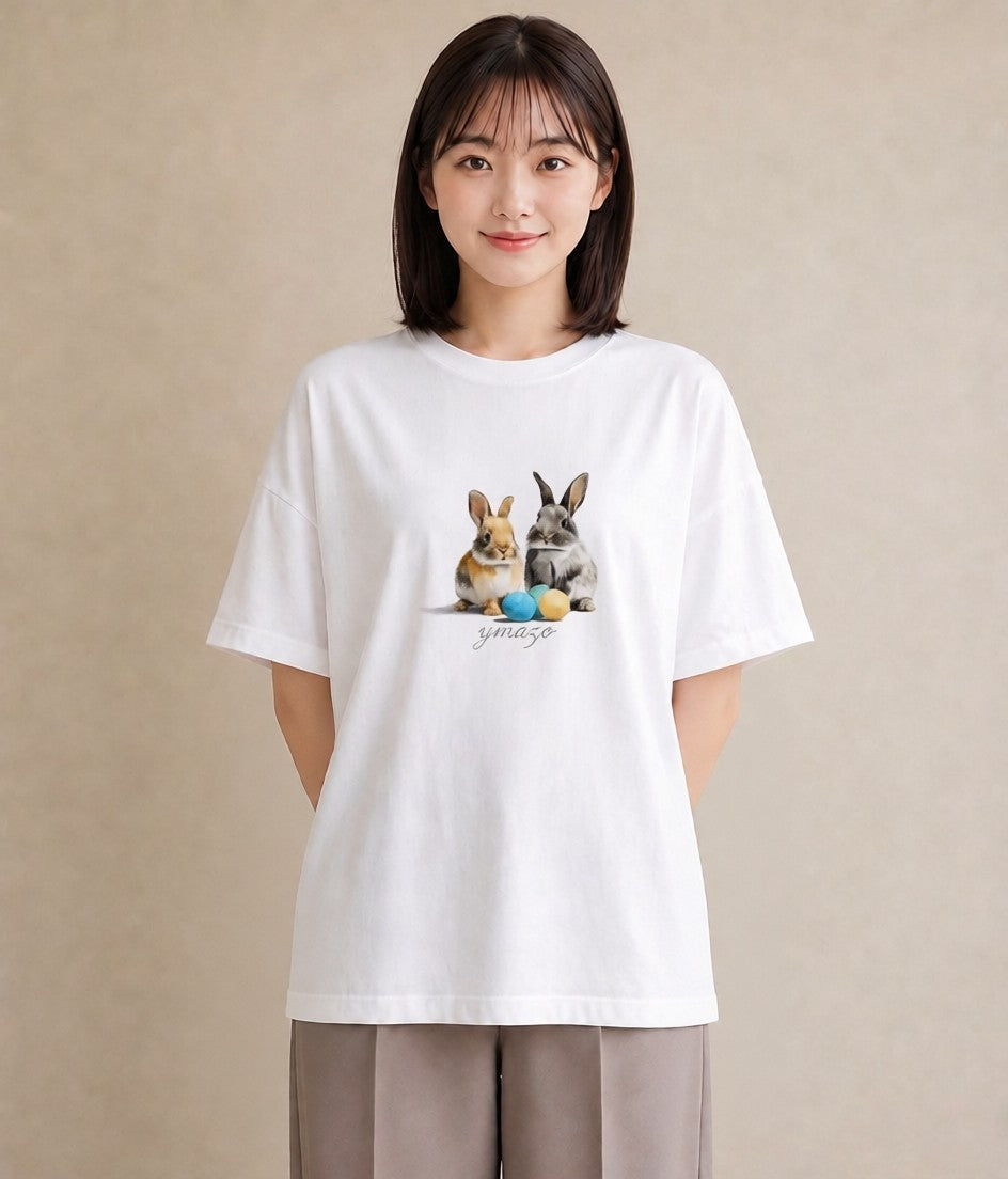 Tシャツ レディース ネザーランドドワーフ ペット 動物 イラスト アート風 おしゃれギフト 社会人 白T