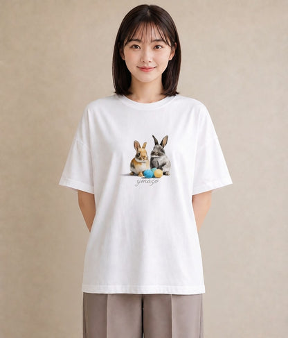 Tシャツ レディース ネザーランドドワーフ ペット 動物 イラスト アート風 おしゃれギフト 社会人 白T