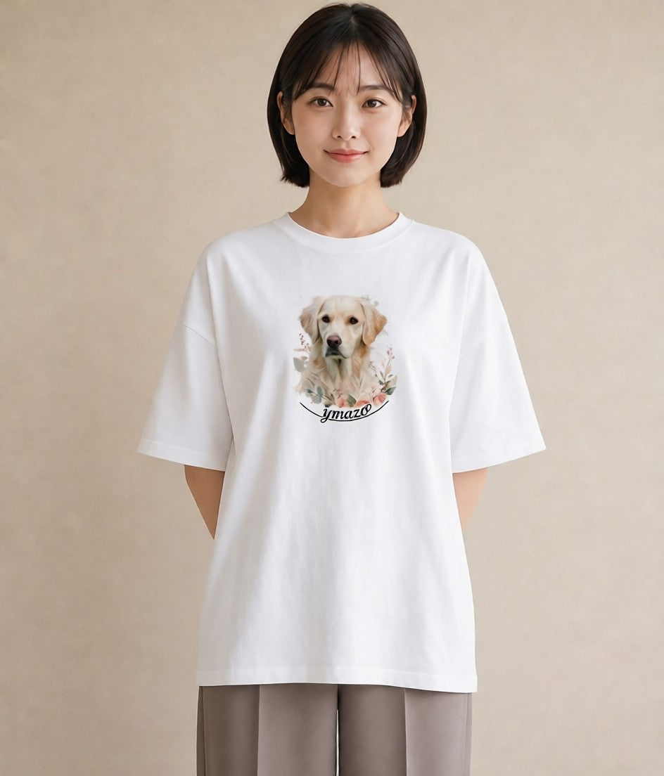 デザインTシャツ レディース ゴールデンレトリバー ゴールデン 犬 いぬ イラスト 休日コーデ ビーチ デイリーウェア 白T