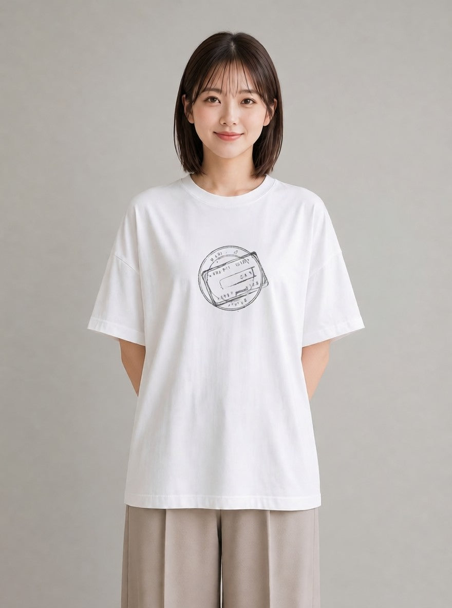 プリントTシャツ レディース 旅 トラベル スタンプ イラスト 北欧風 母娘コーデ 自分用 白T