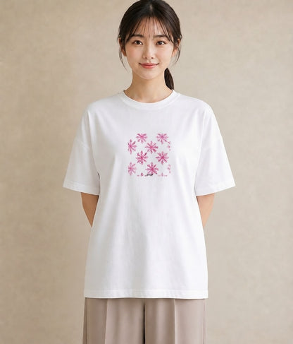 グラフィックTシャツ レディース 雪の結晶 星空 宇宙 イラスト フェミニン 女子会 お揃い 白T