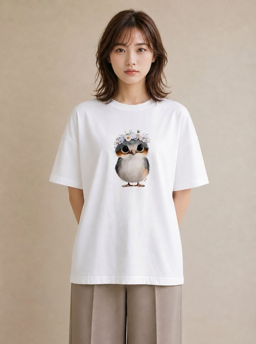 Tシャツ レディース ボタンインコ ペット 動物 イラスト デート 帰省 白T