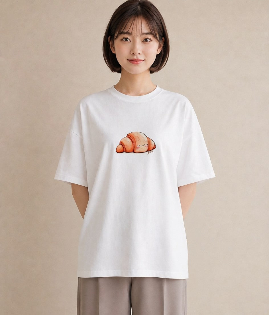 半袖Tシャツ レディース パン 食べ物 フード イラスト 個性的 海 カフェ巡り 白T