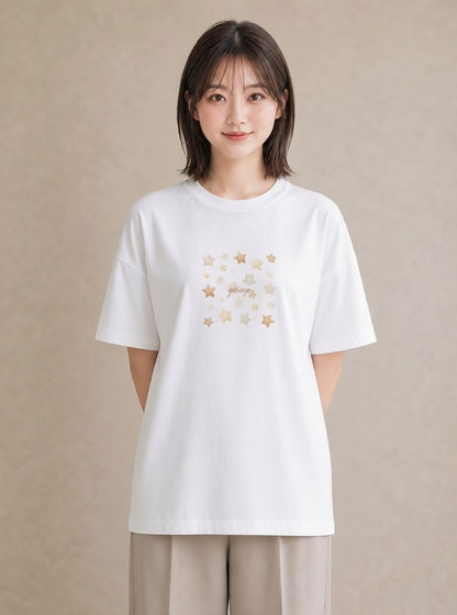 デザインTシャツ レディース ヒトデ 海の生き物 海 イラスト シンプル クリスマス 旅行 白T