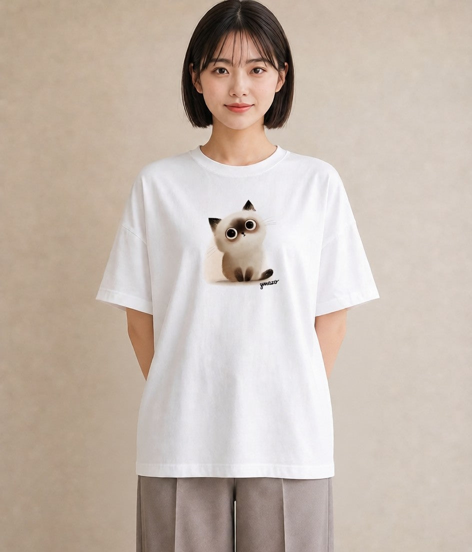 プリントTシャツ レディース ラグドール 猫 ねこ イラスト 普段使い 普段着 週末コーデ 白T