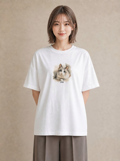 Tシャツ レディース ねこ 猫 ネコ イラスト 可愛い ホワイトデー 春服 白T