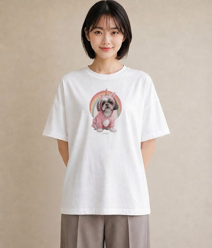 Tシャツ レディース 狆 犬 いぬ イラスト ゆるかわ 送別ギフト 通勤 白T