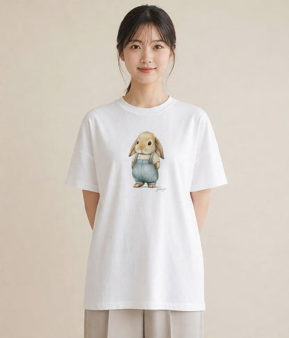 デザインTシャツ レディース ホーランドロップ ペット 動物 イラスト 水彩風 お出かけ 普段着 白T