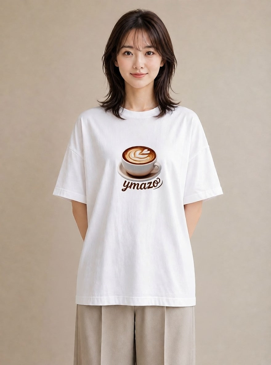 半袖Tシャツ レディース エスプレッソ 食べ物 フード イラスト 抜け感 通勤 在宅 白T